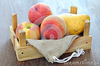 Fresh and delicious peach and mango Stock Photo