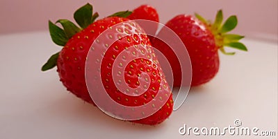 Fresh Delicious Strawberries lying on the Table Stock Photo