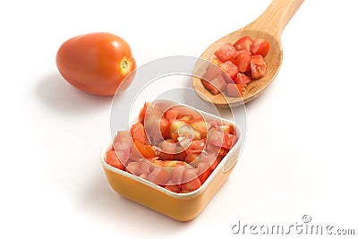 Fresh Diced Tomatoes Stock Photo