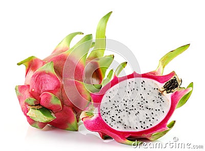 Fresh dragon Fruit on white Stock Photo