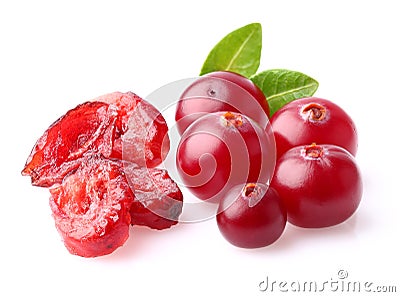 Fresh and dried cranberry Stock Photo