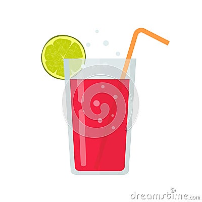 Fresh drink glass of smoothie or diet beverage cocktail vector illustration in flat cartoon design isolated clipart Vector Illustration
