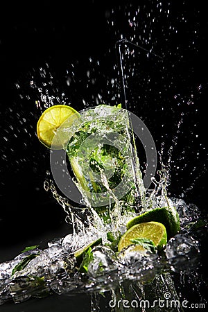 Fresh drink with green lime Stock Photo