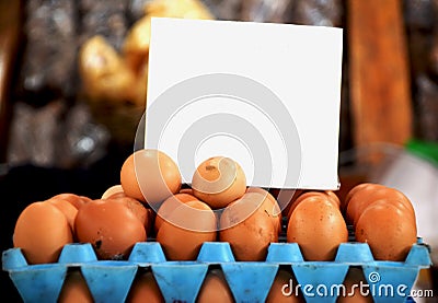 Fresh eggs at display in the supermarket Stock Photo