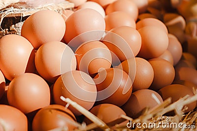 Fresh eggs at the market. Stock Photo