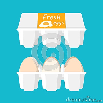 Fresh eggs pack flat Vector Illustration