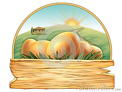 Fresh eggs Cartoon Illustration