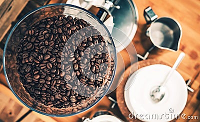Fresh Espresso Coffee Beans Stock Photo