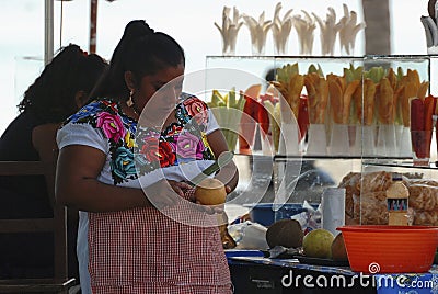 Fresh exotic fruit seller Editorial Stock Photo