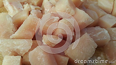 Fresh finely chopped chicken meat steaks with meat fat Stock Photo