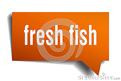 Fresh fish orange 3d speech bubble Vector Illustration