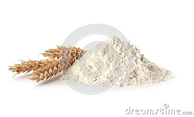 Fresh flour and ears of wheat Stock Photo