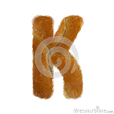 Fresh food bakery typography capital letter K Stock Photo