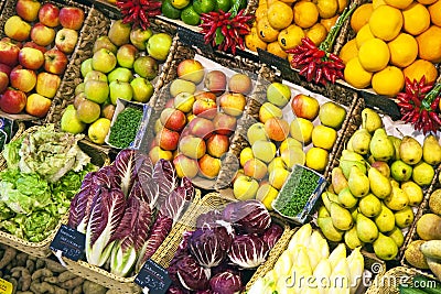 Fresh food offered at the market Stock Photo