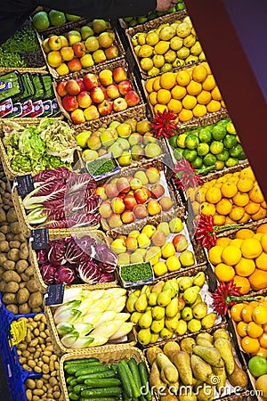 Fresh food offered at the market Stock Photo