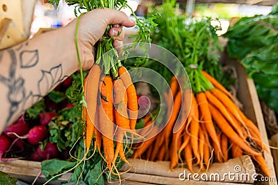 Fresh food at outdoor farmers market Stock Photo