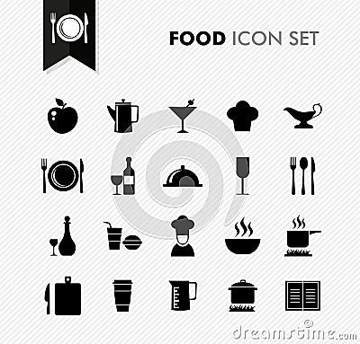 Fresh Food restaurant menu icon set. Vector Illustration