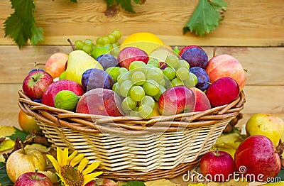 Fresh fruit in the basket Stock Photo