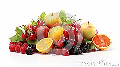 fresh fruit with colorful ripe fruits isolated on white background Stock Photo