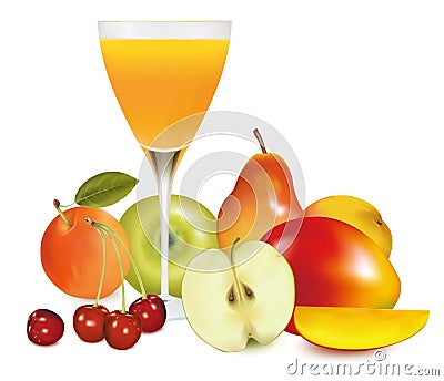 Fresh fruit and juice. Vector. Vector Illustration