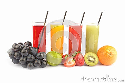 Fresh fruit juices on white Stock Photo