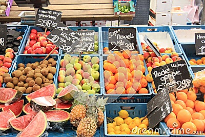 Fresh fruit on a market stall Stock Photo