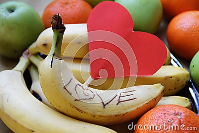 Fresh fruit with a message of love Stock Photo