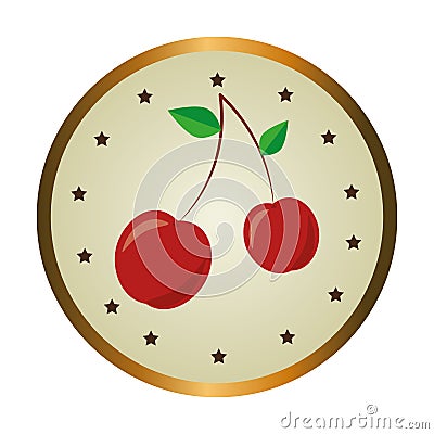 Fresh fruit product seal Vector Illustration