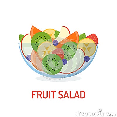 Fresh fruit salad Vector Illustration