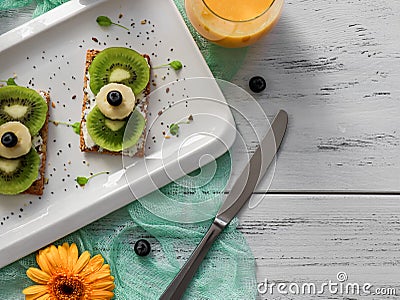 fresh fruit sandwich on a plate Stock Photo