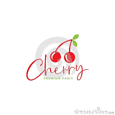 Fresh fruit two cheery red logo symbol icon vector graphic design illustration idea creative Vector Illustration