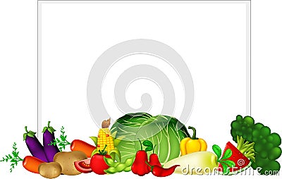 Fresh Fruit Vegetable Collection Group Cartoon Set Vector Illustration Vector Illustration