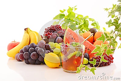 Fresh fruits with fruit punch Stock Photo