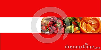 Fresh fruits inside aligned square shapes Stock Photo