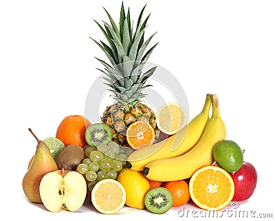 Fresh fruits mixed isolated Stock Photo