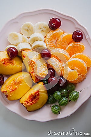 Fresh fruits on the plate Stock Photo