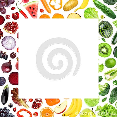 Fresh fruits and vegetables frame Stock Photo