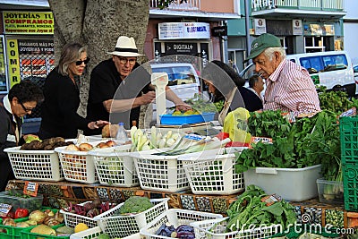 Fresh fruits and vegetables at the market Editorial Stock Photo