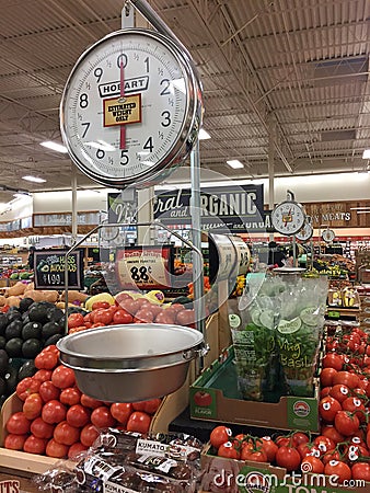 Fresh fruits and vegetables for sale at store Sprouts Editorial Stock Photo