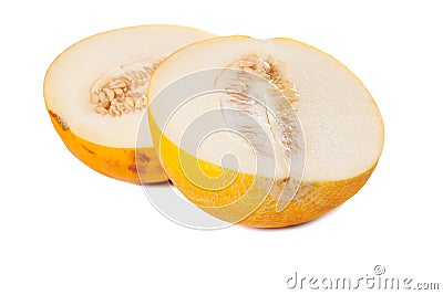 Fresh galia melon halves Stock Photo