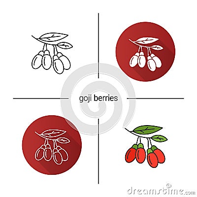 Fresh goji berries icon Vector Illustration
