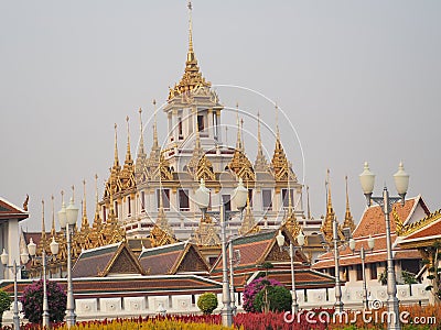 fresh gold and white ubosot against the sky Stock Photo