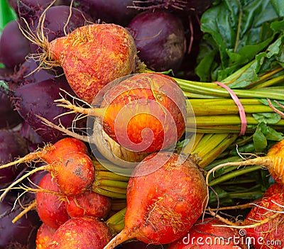 Fresh golden beets at a local farmer's market Stock Photo