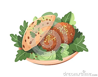 Fresh gourmet meatballs and bread Vector Illustration