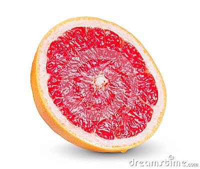 Fresh Grapefruit juicy slice isolated on white Stock Photo