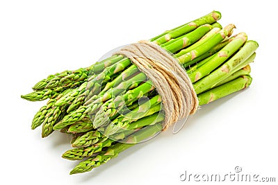 Fresh Green Asparagus Bundled with Twine Stock Photo
