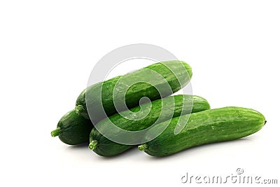 Fresh green baby cucumbers Stock Photo