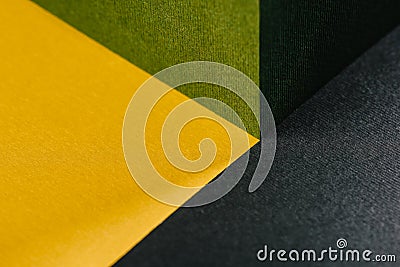 Fresh Green, Gold Yellow And Charcoal Gray Abstract Geometric Background Stock Photo