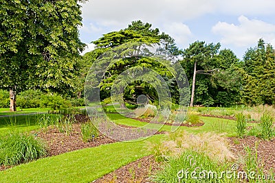 Fresh green landscape of formal garden at summer Stock Photo