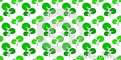 Fresh green leaf seamless pattern. Centella asiatica vector illustration. Gotu kola repeated texture. Asian pennywort Vector Illustration